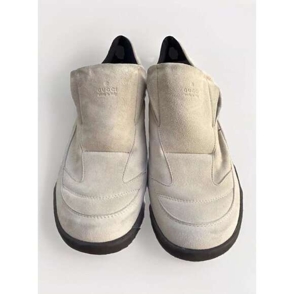 Gucci Beige Brown Suede Horsebit Slip Ons Men's Sz 8 US Shoes Made in Italy - Picture 1 of 15